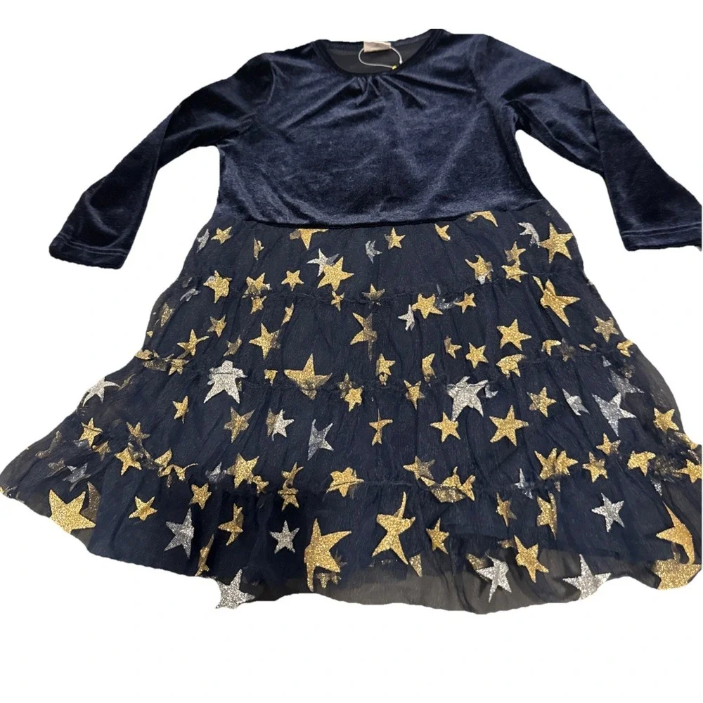 EGG Toddler Navy Blue & Gold Stars 18M Dress Carter's Gold Slip On‎ Shoes Size 4